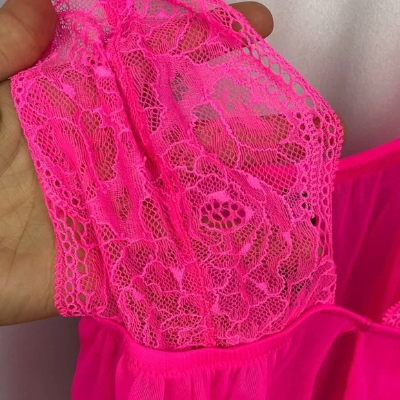 La Senza Sheer Lace Babydoll Lingerie – Hot Pink – Size Small - Picture 3 of 10